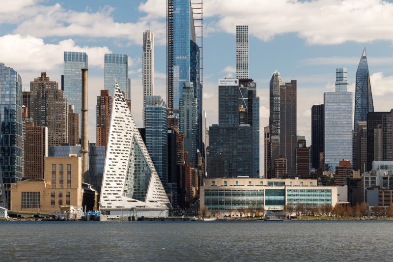 Exterior Architecture of Via 57 West, New York City, view from across the Hudson River.