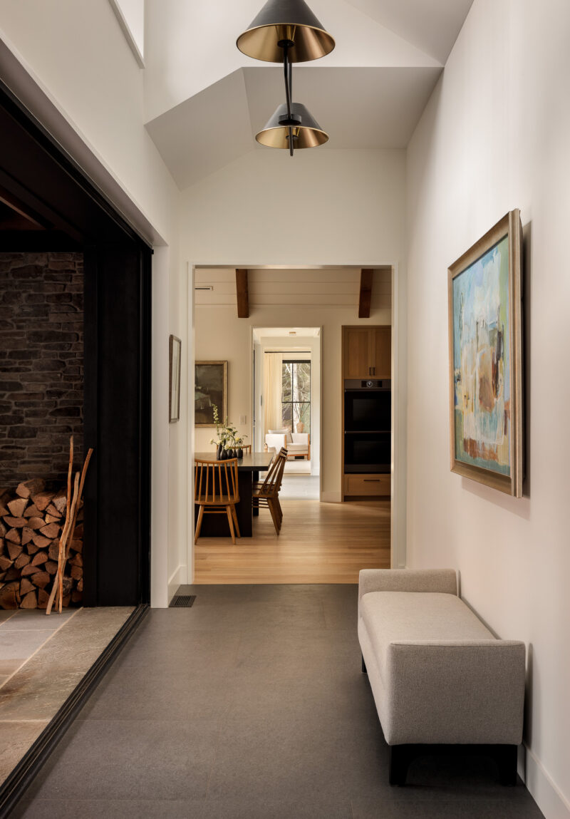 Interior design of a modern homes hallway located in the Poconos.
