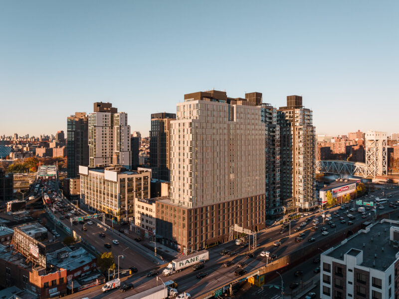 Ariel architectural view of the The Motto High-Rise, Bronx NY