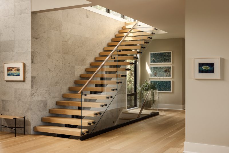 Interior design of a staircase located in Setauket, NY