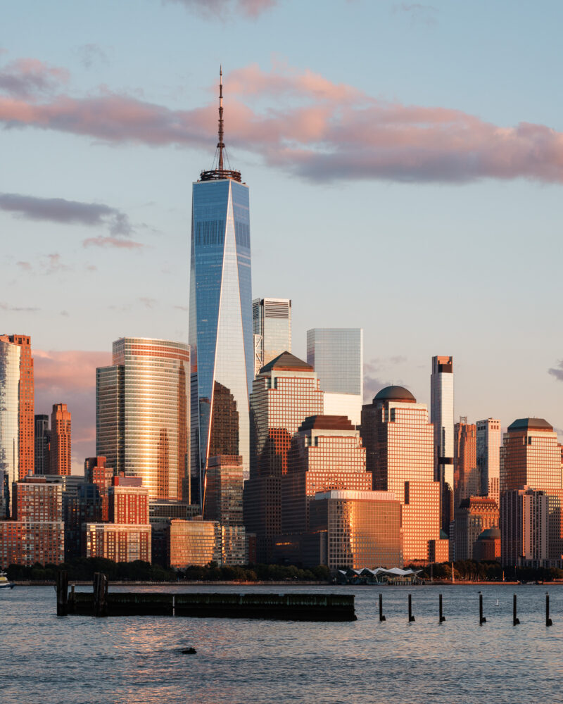 Freedom Tower, One WTC Fall sunset from Jersey City