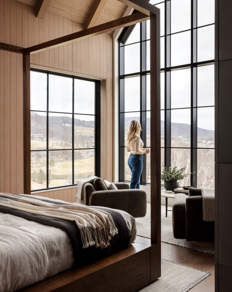 Bedroom with scenic view of Hudson Valley NY, interior design photography