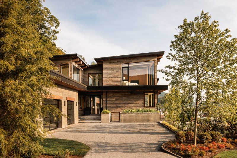 Hudson Valley home exterior with a scenic view during sunrise