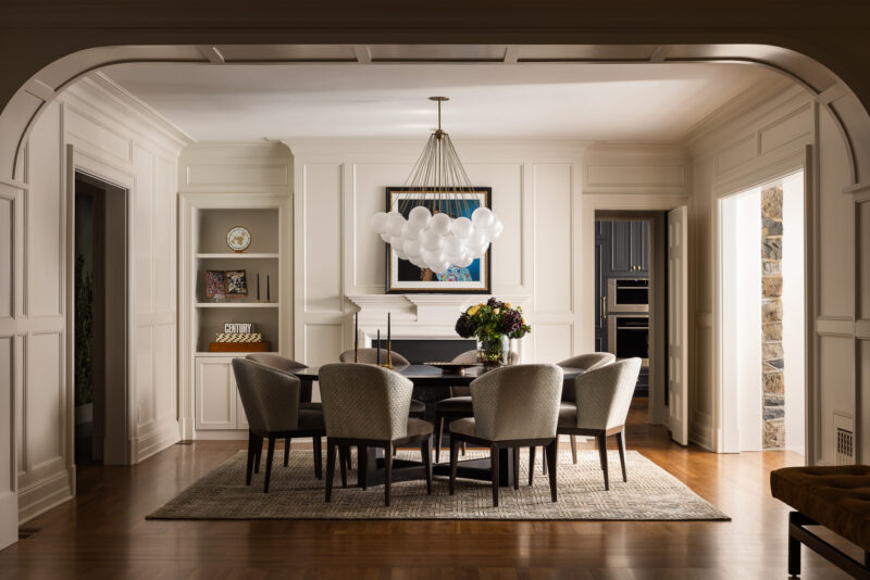 Interior design of a dining room in a modern home