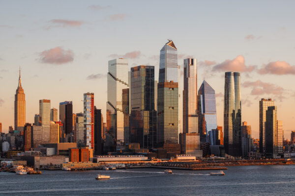 Architectural photography of hudson yards at sunset