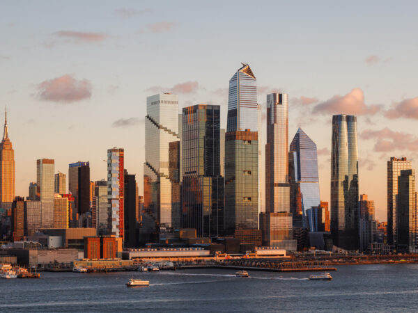 Architectural photography of hudson yards at sunset