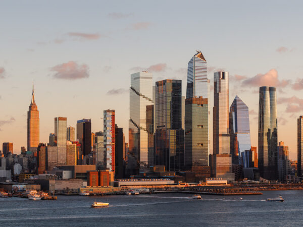 Architectural photography of hudson yards at sunset