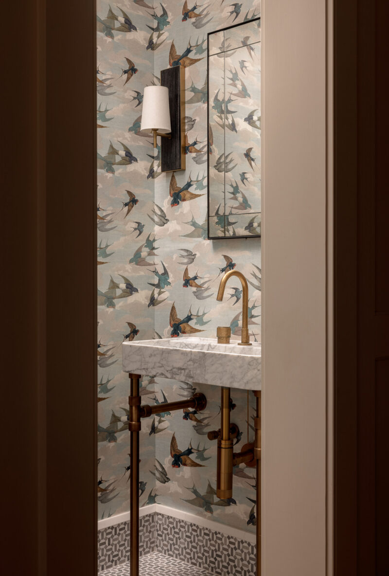 Interior design of a powder room in a custom home located in Conshohocken, PA