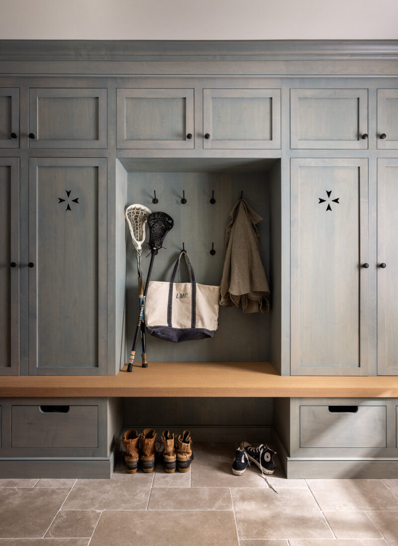 Interior design of a mudroom in a custom home located in Conshohocken, PA