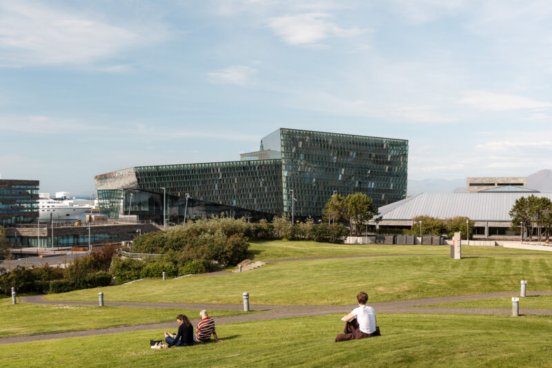 Exterior architecture of the Harpa Concert Hall, in Reykjavík,Iceland. Photographed by Van Tassell Studio.
