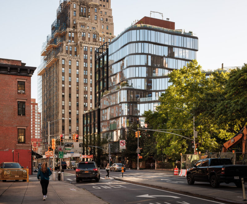 Exterior architecture of One Jackson Square, in NYC designed by architects Kohn Pedersen Fox