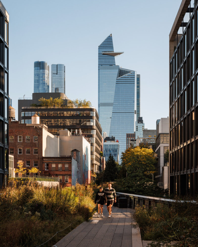 Architectural photo of The High Line, NYC at sunrise.