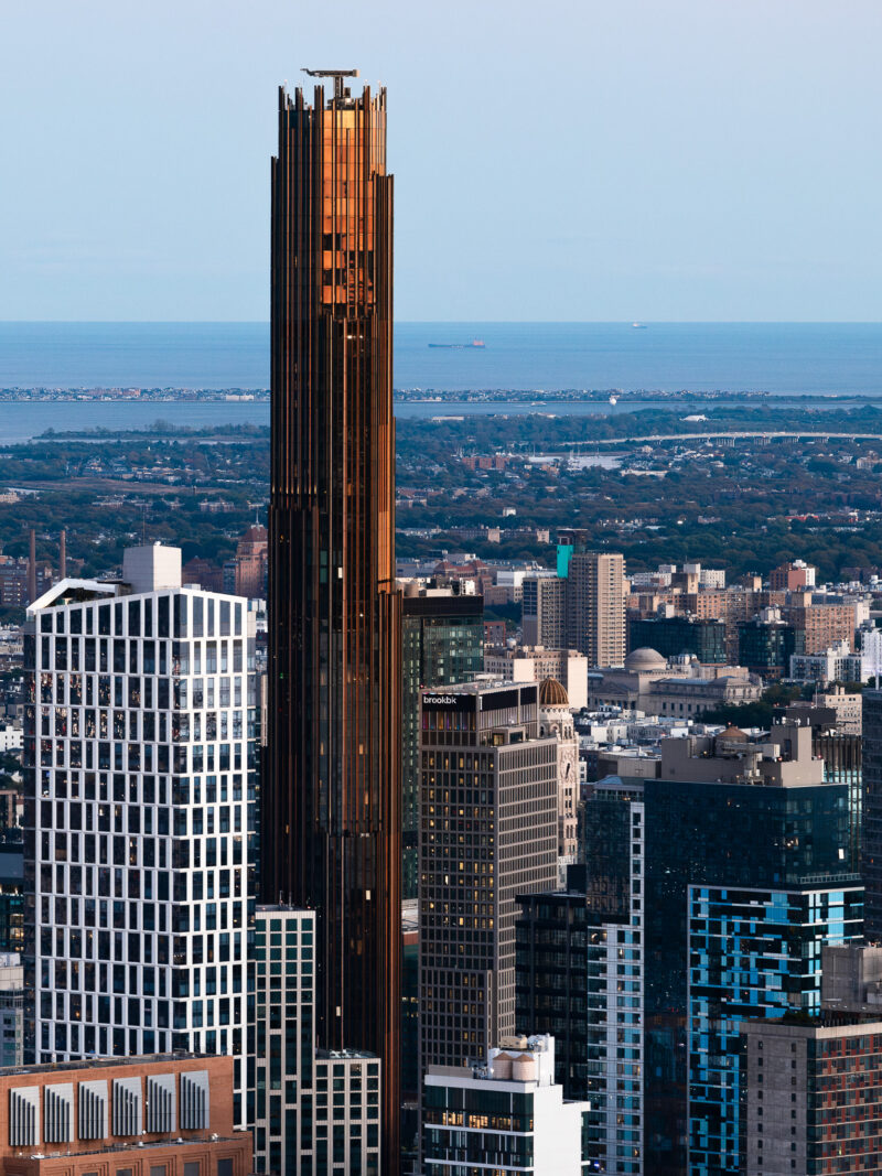 Sunset reflecting of The Brooklyn Tower in Brooklyn NYC