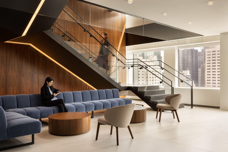 Interior architecture of a corporate office staircase