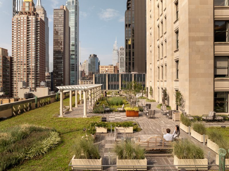 Architectural design of a corporate office terrace.