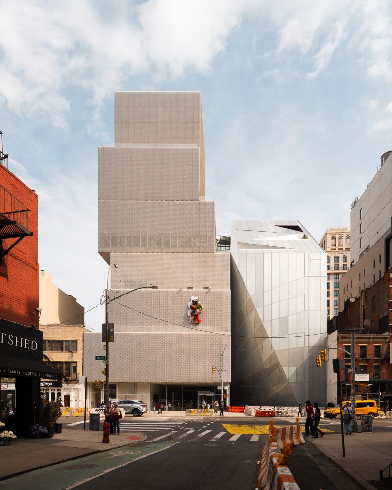Exterior architecture of The New Museum of Contemporary Art expansion in NYC