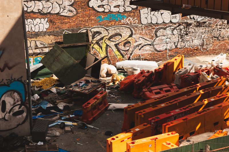 Graffiti illuminated by light in NYC